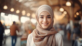 Pretty beautiful Muslim woman portrait in the bazaar