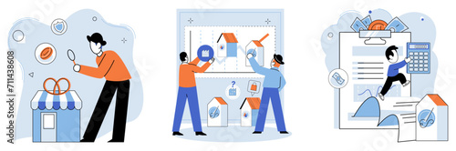 Local business. Vector illustration. Efficient organization resources and processes is crucial for businesses to achieve economic sustainability Economic conditions impact profitability and growth © Dmytro
