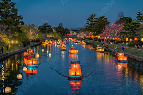 Enchanting Springtime Lantern Boat, spring art