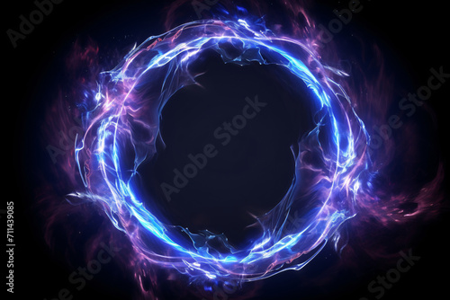Lightning Round Frame. A glowing circle of light in a dark background