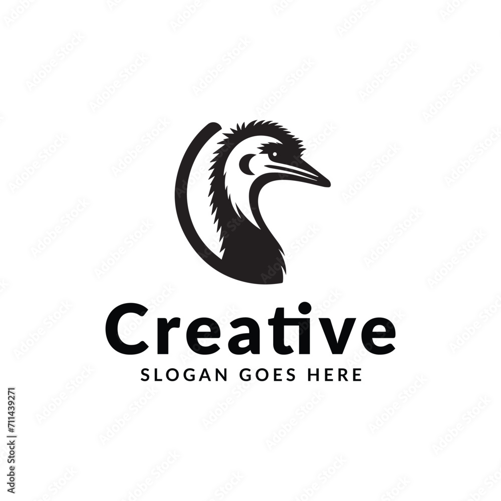 Elegant Bird Emblem, Artistic Brand Symbol Elegant Bird Emblem, Artistic Brand Symbol