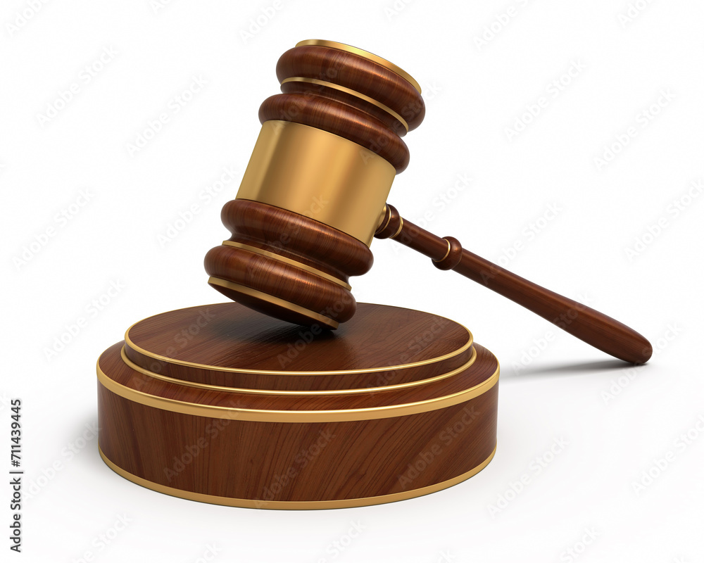 Court Gavel render (isolated on white and clipping path)
