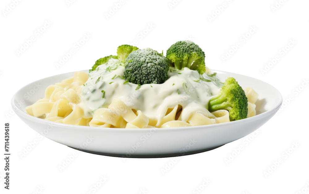 Broccoli Alfredo Pasta Symphony on White or PNG Transparent Background Broccoli Alfredo Pasta Symphony on White or PNG Transparent Background