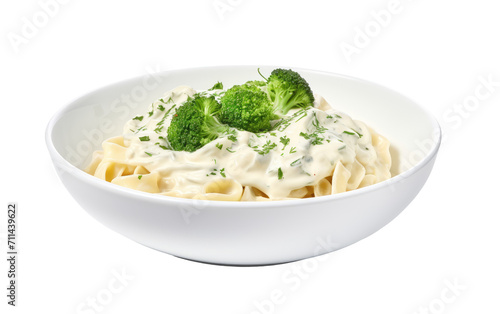 Broccoli Alfredo Pasta Extravaganza on White or PNG Transparent Background