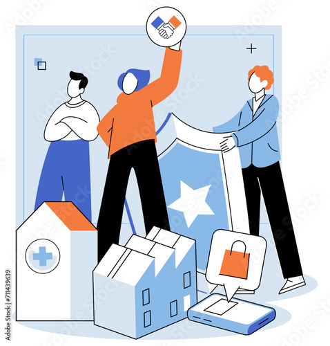 Business Association. Vector illustration. Building strong relationships with clients and stakeholders is key to business success Success in business requires comprehensive understanding market