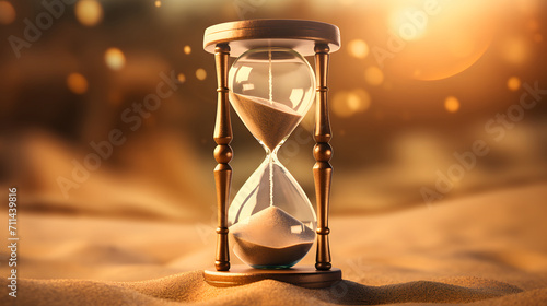 hourglass representing the passage of time in a sandy background	
