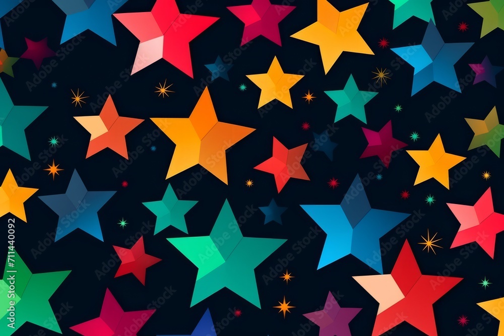 Seamless Christmas design featuring abstract stars in a lively and dynamic composition, Generative A Seamless Christmas design featuring abstract stars in a lively and dynamic composition, Generative A