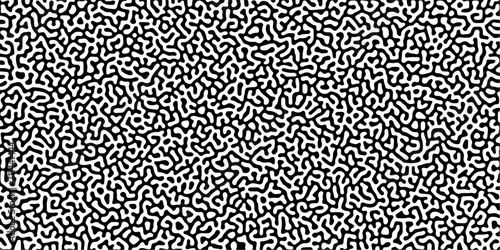 Turing reaction diffusion monochrome seamless pattern with chaotic motion .Linear design with biological shapes. Organic lines in memphis. abstract turing organic wallpaper background .