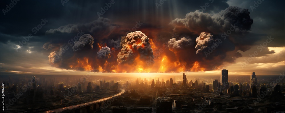 Atomic bomb explosion over a big city Generative Ai Atomic bomb explosion over a big city Generative Ai