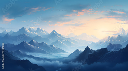 natural cool color mountain landscape background © Helfin