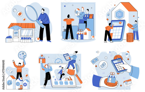 Family business. Vector illustration. Occupations in various sectors drive economic growth and provide livelihoods for individuals Marketing strategies help businesses promote their products