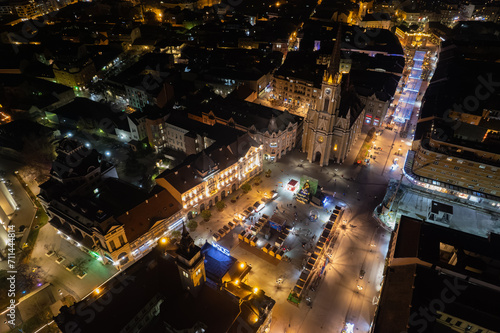 City Square in the Beautiful Novi Sad, for the New Year in the night. Serbia. High quality photo