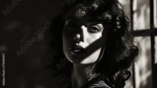 Black and white close up portrait of a woman © Ege