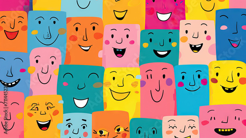 Expressions of Joy  A Vector Background with a Collection of Smiling Human Faces  Expressing Joy and Happiness  Ideal for Positive Vibes