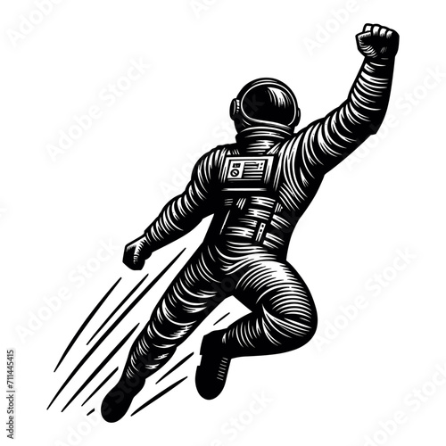 spaceman in heroic pose sketch