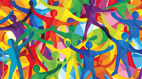 Human Unity: A Vector Background with Human Figures Joining Hands in Unity, Symbolizing Cooperation and Solidarity, Perfect for Unity Themes