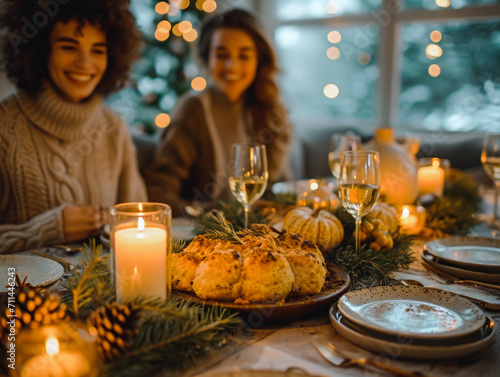 Traditions and Friendship: Friends Have Fun at Thanksgiving. 