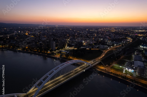 Sunset over the Beautiful City Novi Sad, Seerbia. High quality photo