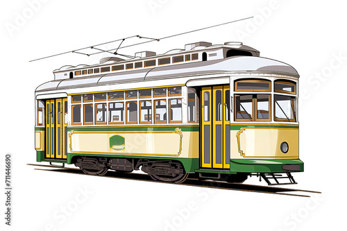 Illustration of a green road train isolated on PNG Background. Generative Ai.