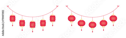 Chinese Lantern Hanging Garland Set, Chinese New Year, Lunar New Year and Mid-Autumn Festival Decoration Graphic