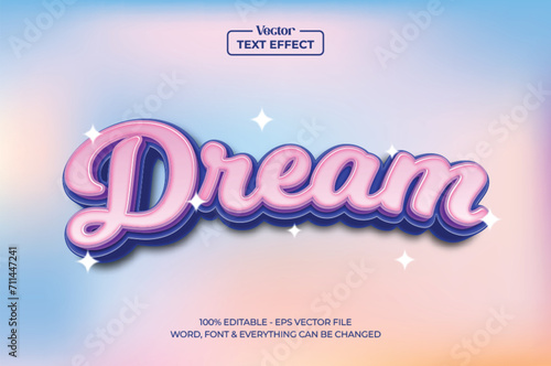Dream Hologram 3D text effect vector