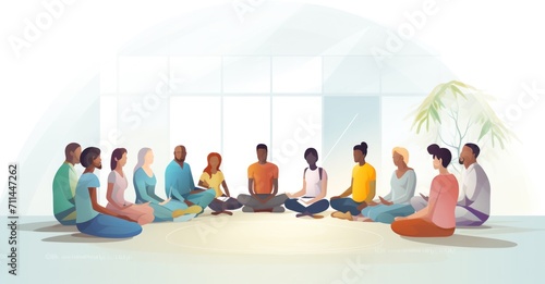 "Contemporary Mindfulness Class with Diverse Group and Instructor"