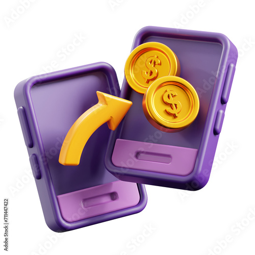 PNG 3D Money Transfer icon isolated on a white background photo