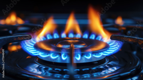 Bright Gas Flame from a Stove Burner