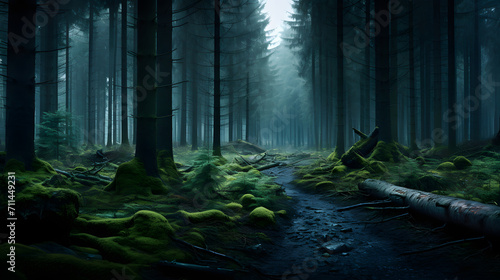 background illustration in the middle of the forest at night