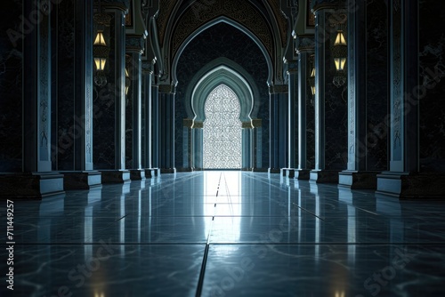 Islamic Mosque Interior Ramadan Kareem Greeting Card