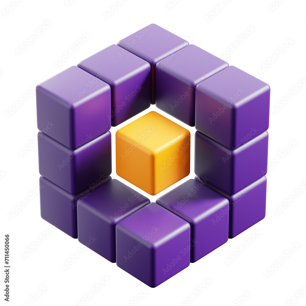 Obraz premium PNG 3D Blockchain icon isolated on a white background