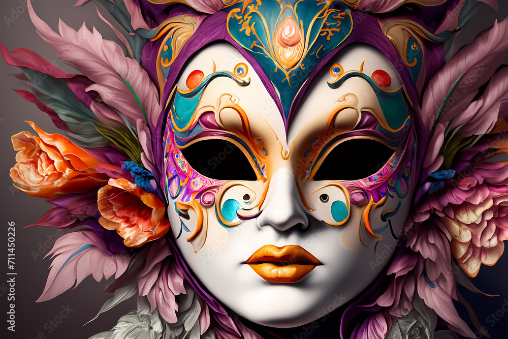 glamouröse, venezianische Maske in bunten Farben, Karneval