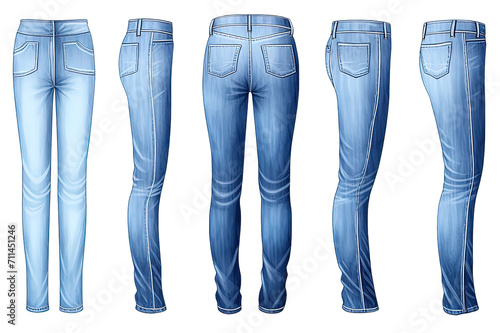 Blue male denim jeans isolated on PNG Background. Generative Ai. photo
