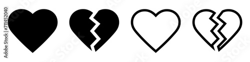 Heart broken icon symbol set