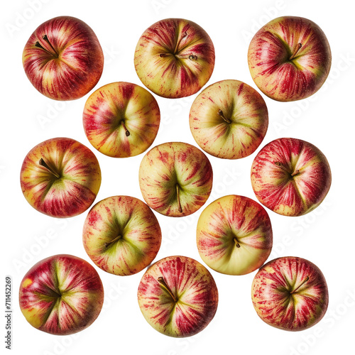 Symmetrical Apples in Eye-Catching Arrangement on transparent background.