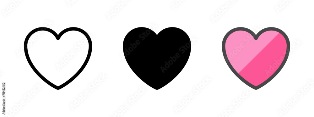 Multipurpose heart vector icon in outline, glyph, filled outline style. Three icon style variants in one pack. Multipurpose heart vector icon in outline, glyph, filled outline style. Three icon style variants in one pack.
