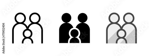 Multipurpose family vector icon in outline, glyph, filled outline style. Three icon style variants in one pack.