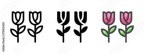 Multipurpose flowers vector icon in outline, glyph, filled outline style. Three icon style variants in one pack.
