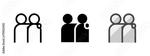 Multipurpose friend vector icon in outline, glyph, filled outline style. Three icon style variants in one pack.
