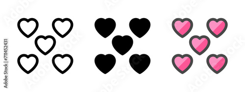 Multipurpose hearts vector icon in outline, glyph, filled outline style. Three icon style variants in one pack.