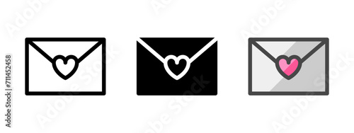 Multipurpose letter vector icon in outline, glyph, filled outline style. Three icon style variants in one pack.
