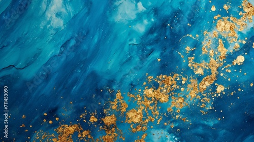 Opulent Gold-Speckled Royal Blue Abstract for High-End Decor