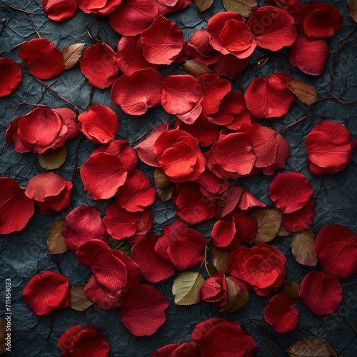vibrant collection of red roses petal as inspiration to create captivating visuals. valentine day concept.