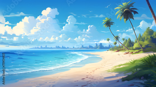 beach illustration background in summer © Helfin