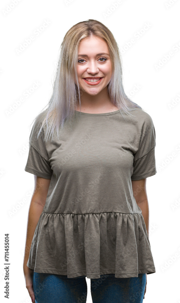 Young blonde woman over isolated background with a happy and cool smile on face. Lucky person. Young blonde woman over isolated background with a happy and cool smile on face. Lucky person.