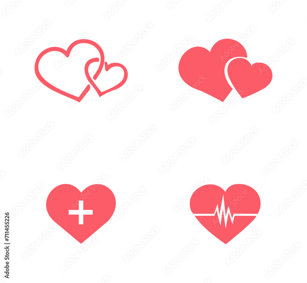 Set heart icon in pink colour