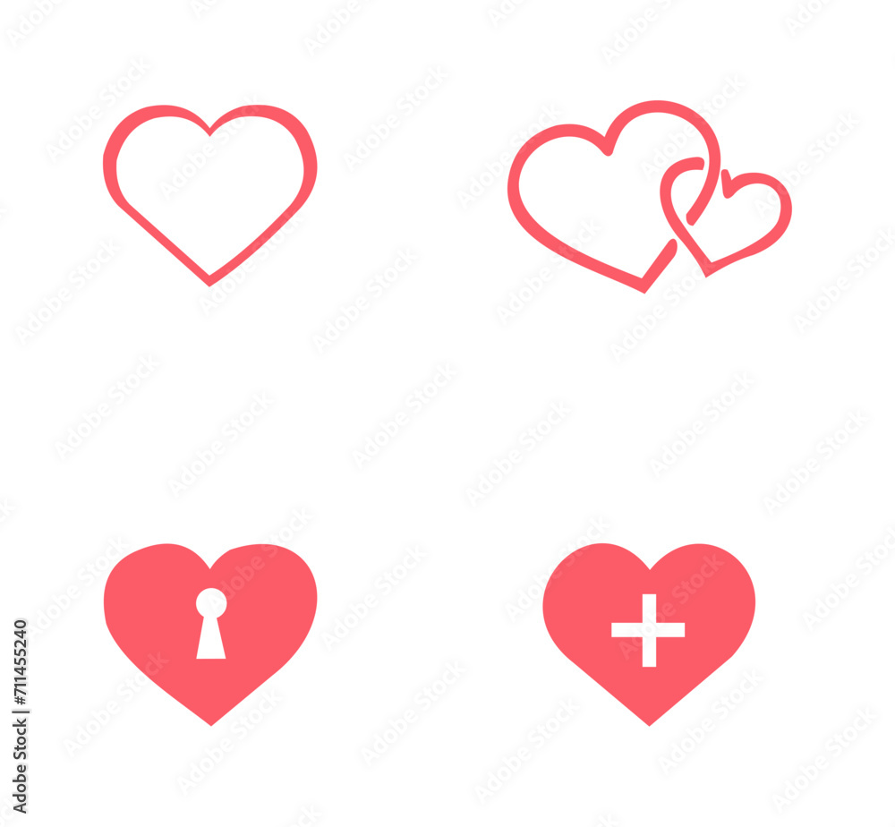 Set heart icon in pink colour