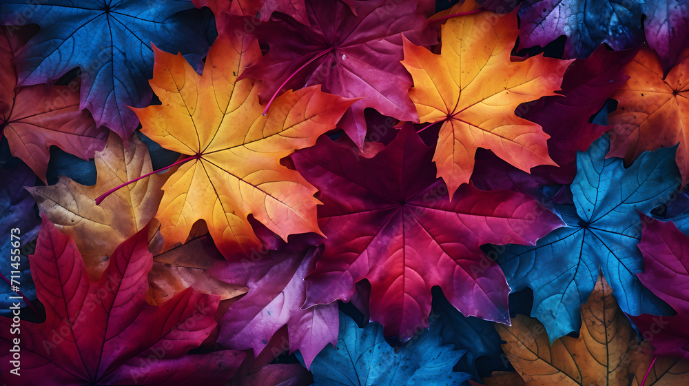 colorful maple leaves in autumn, background illustration wallpaper