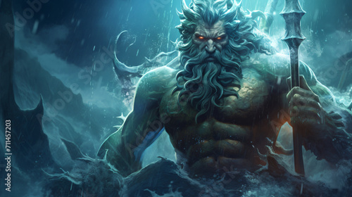 The mighty god of the sea and oceans Neptune Poseidon