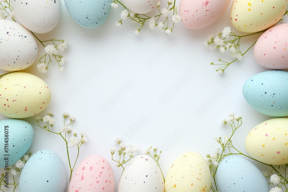 easter egg frame border with white background